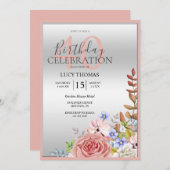 Invitation Décoration de l'angle fleuri classique Anniversair (Devant / Derrière)