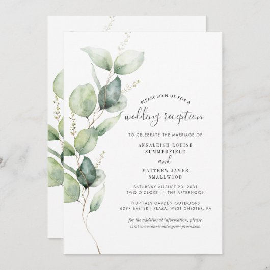 Invitation Décoration de mariage avec feuillage de eucalyptus (Devant / Derrière)
