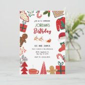 Invitation décoration de Noël anniversaire amusant (Debout devant)
