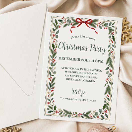 Invitation Décoration de Noël classique et élégante