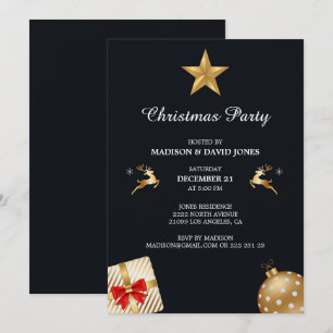 Invitation Décoration de Noël dorée et blanche