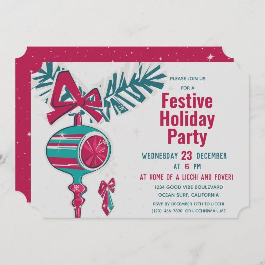 Invitation Décoration de Noël en milieu de siècle moderne (Devant / Derrière)