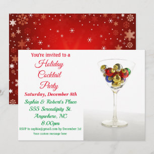 Invitation Décoration de Noël pour fête de cocktail Martini