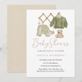 Invitation Décoration de nurserie bohème verte pour bébé (Devant / Derrière)