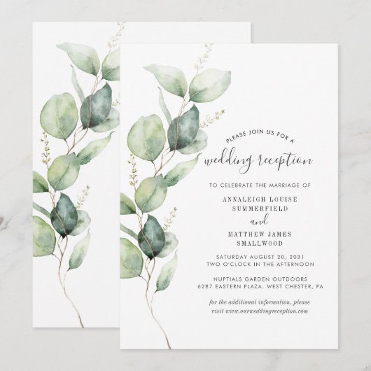 Invitation Décoration de réception de mariage avec feuillage  (Devant / Derrière)