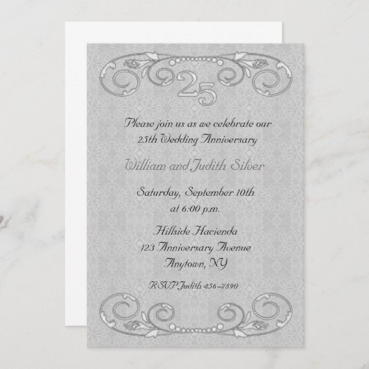 Invitation décoration défilement 25e anniversaire (Devant / Derrière)