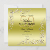 Invitation Décoration dorée 50e anniversaire de mariage (Devant)