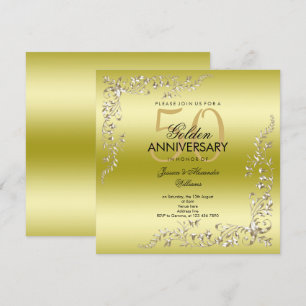 Invitation Décoration dorée 50e anniversaire de mariage