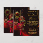 Invitation Décoration dorée rouge Fête de Noël d'entreprise (Devant / Derrière)