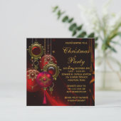 Invitation Décoration dorée rouge Fête de Noël d'entreprise (Debout devant)