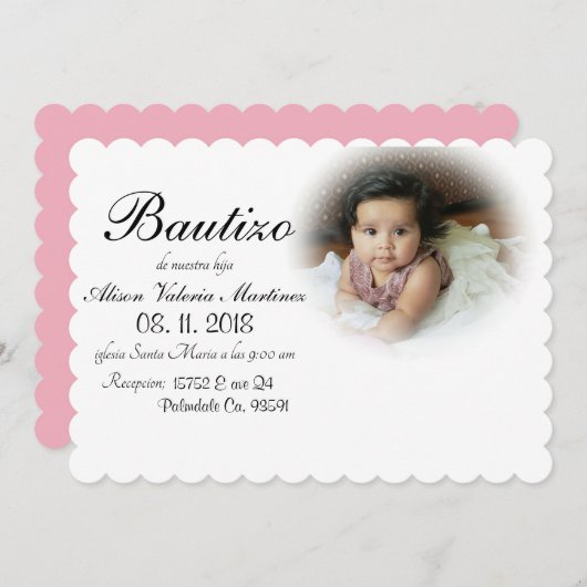 Invitation Décoration du baptême (Devant / Derrière)