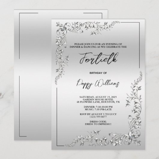 Invitation Décoration élégante et élégante (Devant / Derrière)