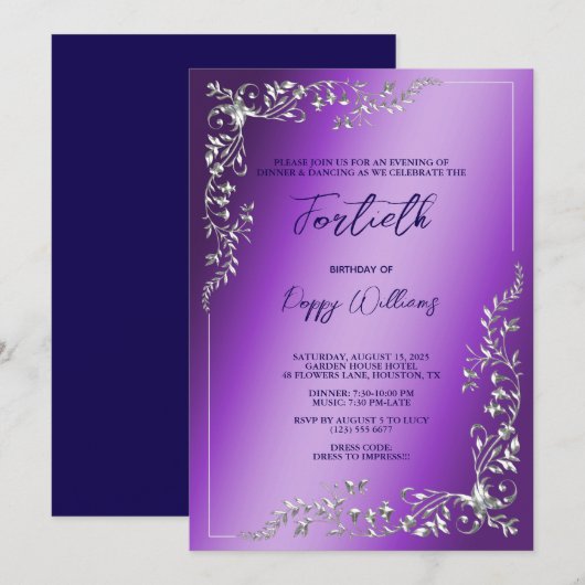 Invitation Décoration élégante et élégante (Devant / Derrière)