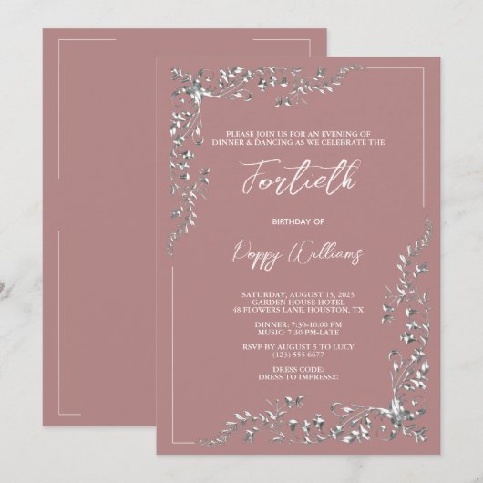 Invitation Décoration élégante et élégante (Devant / Derrière)