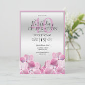 Invitation Décoration Fleurs Roses Classiques Anniversaire (Debout devant)