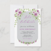 Invitation Décoration Florale Aquarelle Fête Anniversaire (Devant)