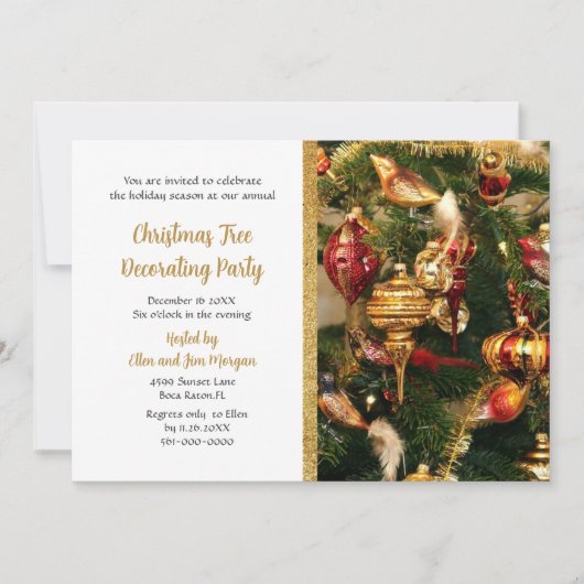 Invitation Décoration Noël Arbre Fête (Devant)