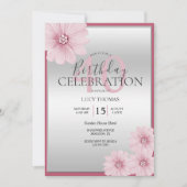 Invitation Décoration rose Classique Fleur Anniversaire (Devant)