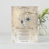 Invitation Décorations de branches d'arbres Flocs de neige Or (Debout devant)