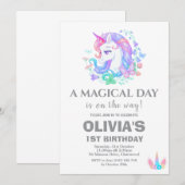 Invitation Décorations de fête d'anniversaire de la Unicorn (Devant / Derrière)