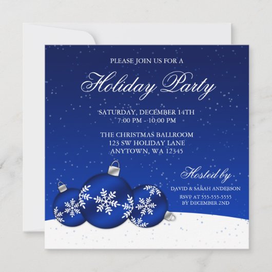 Invitation Décorations de Noël bleues et blanches pour la fêt (Devant)