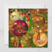 Invitation Décorations de Noël Gold Green Red Xmas (Devant)