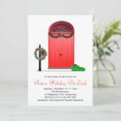 Invitation Décorations de Noël Portes rouges Fête de Noël (Debout devant)