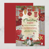 Invitation Décorations de Noël rouges Fête de Noël (Devant / Derrière)