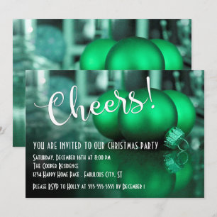 Invitation Décorations de Noël vertes Cheers Fête de Noël