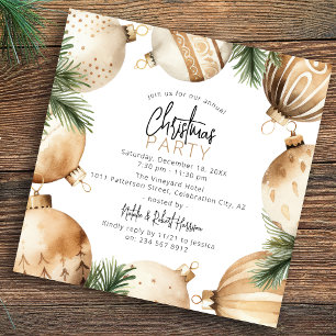 Invitation Décorations de sapin de Noël Crème et Or pour Fête