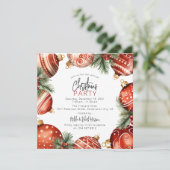 Invitation Décorations de sapin de Noël Rouge & Or Fête (Debout devant)