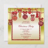 Invitation Décorations délicates Fête de Noël Rouge & Or (Devant)