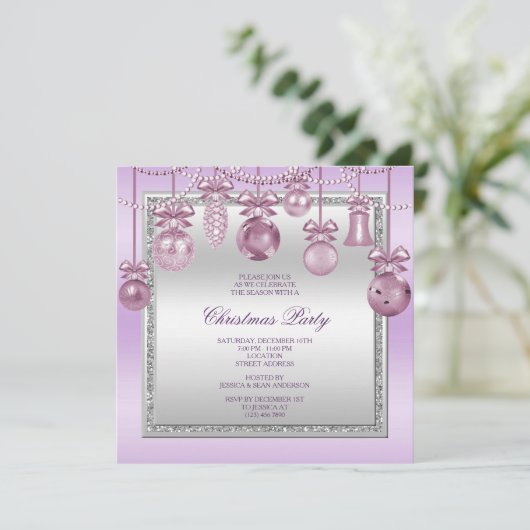 Invitation Décorations délicates Noël (Debout devant)