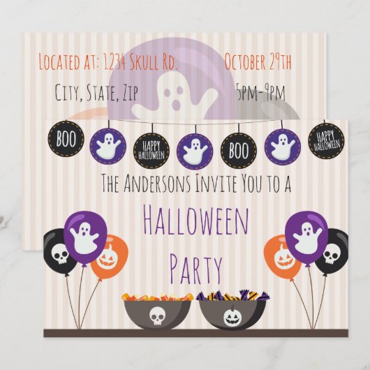 Invitation Décorations d'Halloween (Devant / Derrière)