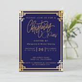 Invitation Décorations dorées élégantes et Noël Parties scint (Debout devant)