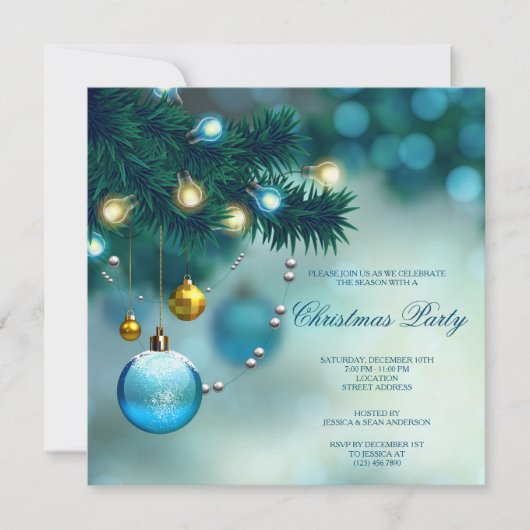 Invitation Décorations élégantes Noël (Devant)