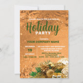 Invitation Décorations festives Gold Christmas Holiday Compan (Devant)