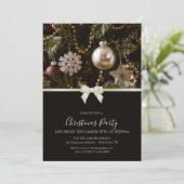 Invitation Décorations festives, ruban et bijoux Noël (Debout devant)