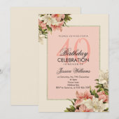 Invitation Décorations florales Anniversaire féminin (Devant / Derrière)