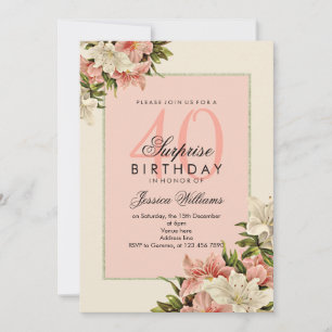 Invitation Décorations florales Feminine Surprise anniversair