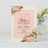 Invitation Décorations florales Feminine Surprise anniversair (Debout devant)