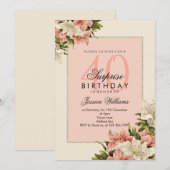 Invitation Décorations florales Feminine Surprise anniversair (Devant / Derrière)