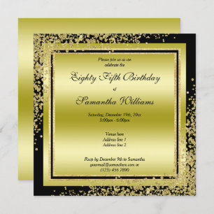 Invitation Décorations Glitzy Gold Confetti 85e anniversaire