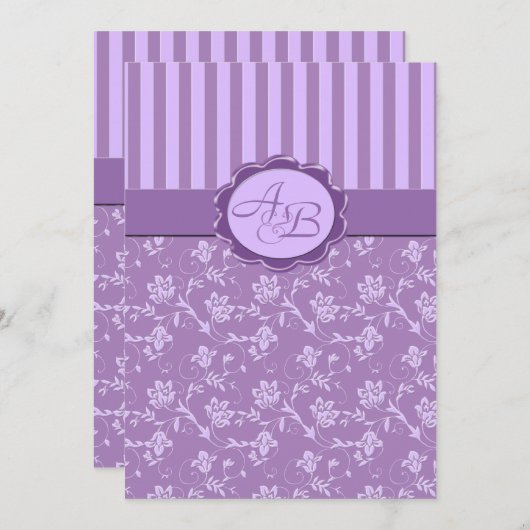 Invitation décorée d'un monogramme de rayure (Devant / Derrière)