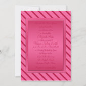 Invitation décorée d'un monogramme de rayure rose (Dos)