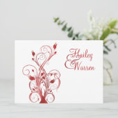 Invitation décorée d'un monogramme florale rouge (Debout devant)