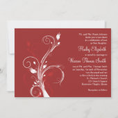 Invitation décorée d'un monogramme florale rouge (Dos)
