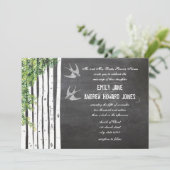 Invitation Découpe au laser Oiseaux amoureux sur tableau noir (Debout devant)