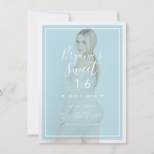 Invitation Découpe de teint bleu photo 2 moderne minimal doux (Devant)