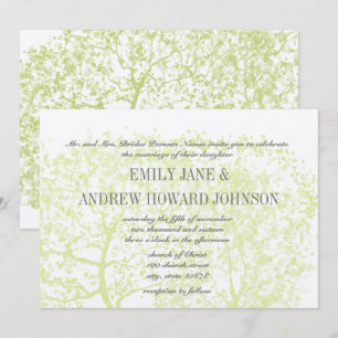 Invitation Découpe Die Grise et Verte Mariages Arbre Personna